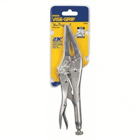 1502L3 - Locking Plier: Long Nose, Lever, 2 3/4 in Max Jaw Opening, 9 in Overall Lg, 2 1/8 in Jaw Lg