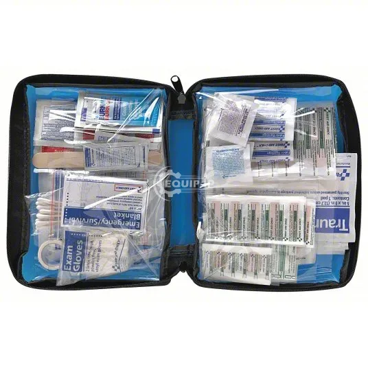 3PWR8 - FIRST AID ONLY First Aid Kit and Housing: Car/Home, 25 People Served, 199 Components, Fabric