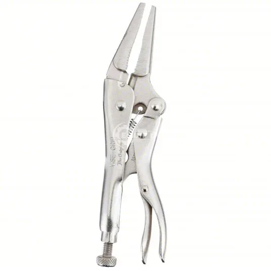 4LN - Locking Plier: Long Nose, Lever, 1 5/8 in Max Jaw Opening, 4 in Overall Lg, 1 7/16 in Jaw Lg,