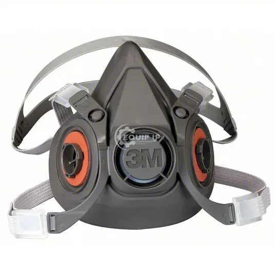 6300 - 3M Half Mask Respirator: 6000, 0 Cartridges Included, Thermoplastic Elastomer, L Mask Size