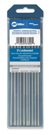 WL2116X7 - Weldcraft™ 2% Lanthanated Tungsten, 1/16 in. x 7 in. (1.6 mm x 175 mm) WL2116X7