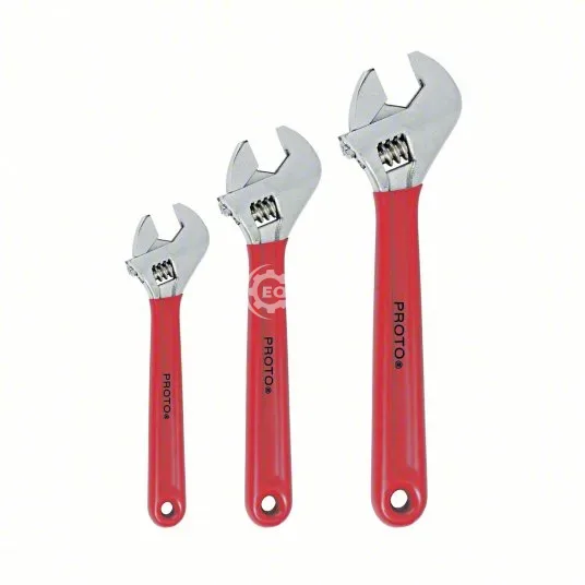 J795GA - PROTO Adjustable Wrench Set: Steel, Satin Chrome, 1 1/2 in Jaw Capacity, Cushion Grip Grip,
