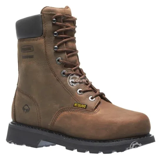 W05680 - BOOTS, SAFETY; COMMERCIAL SIZE: 10 EW, MATERIAL: GENUINE FULL-GRAIN LEATHER UPPER; PU/SLIP-