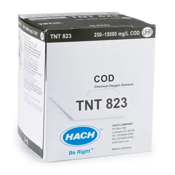 TNT823 - Hach Chemical Oxygen Demand (COD) TNTplus Vial Test, UHR (250-15,000 mg/L COD), 25 Tests, P
